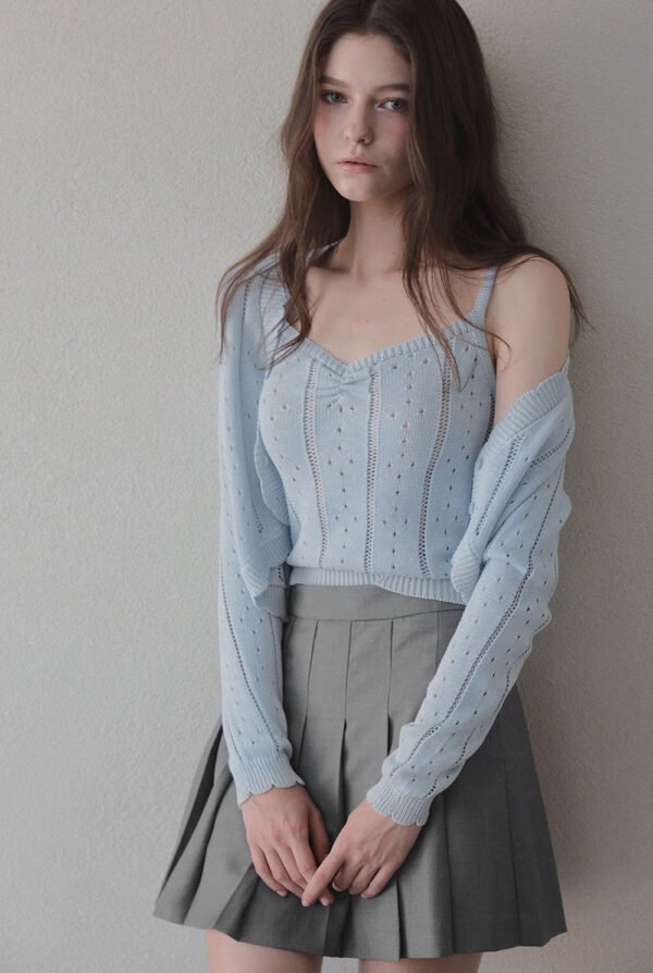 [TWEE] Zden Scatch Punching Knit Tank Cardigan Set - Image 7