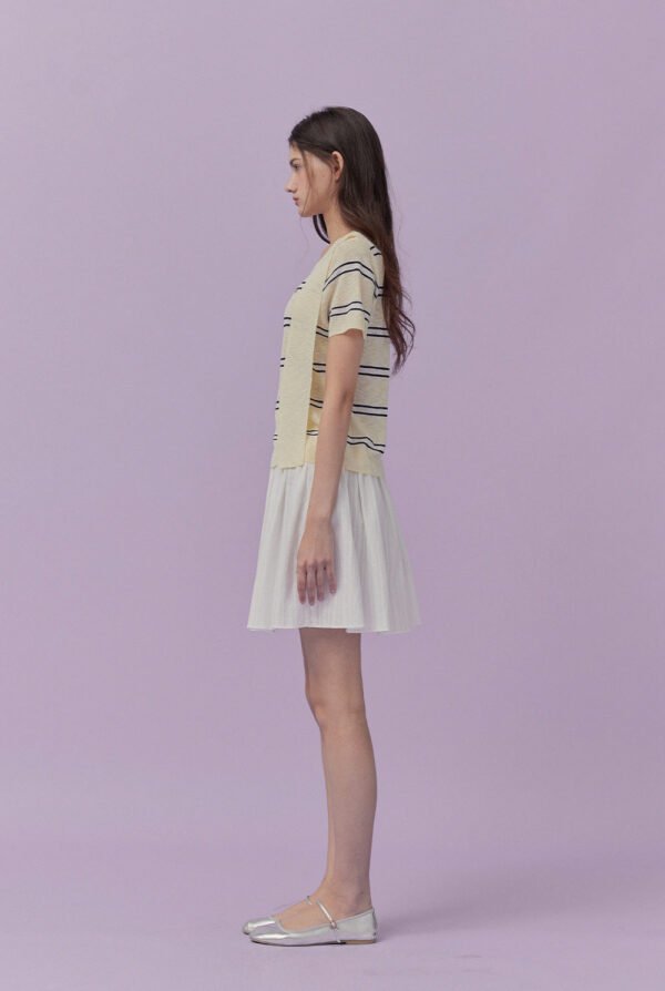 [TWEE] Neko Scarf Stripe Short-Sleeve Knit - Image 5