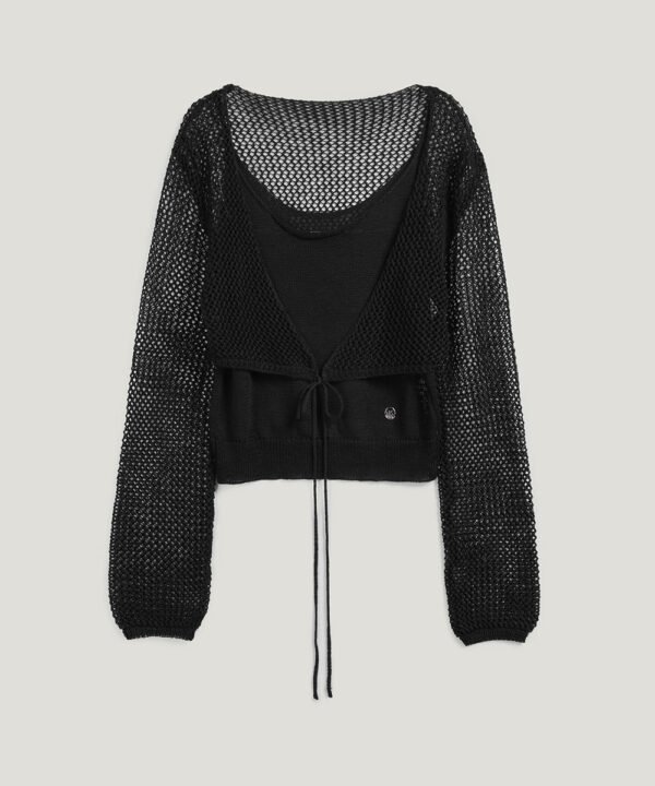 [TWEE] Louver Punching Knit Tank Cardigan Set - Image 7