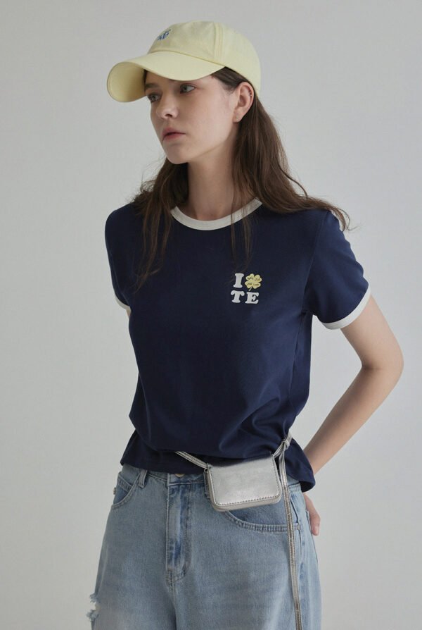 [TWEE] Clover Contrast Ringer T-Shirt - Image 4