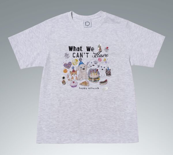 [DFRAME] Puppy Food Printed White Women's Short Sleeve Tee - Image 5