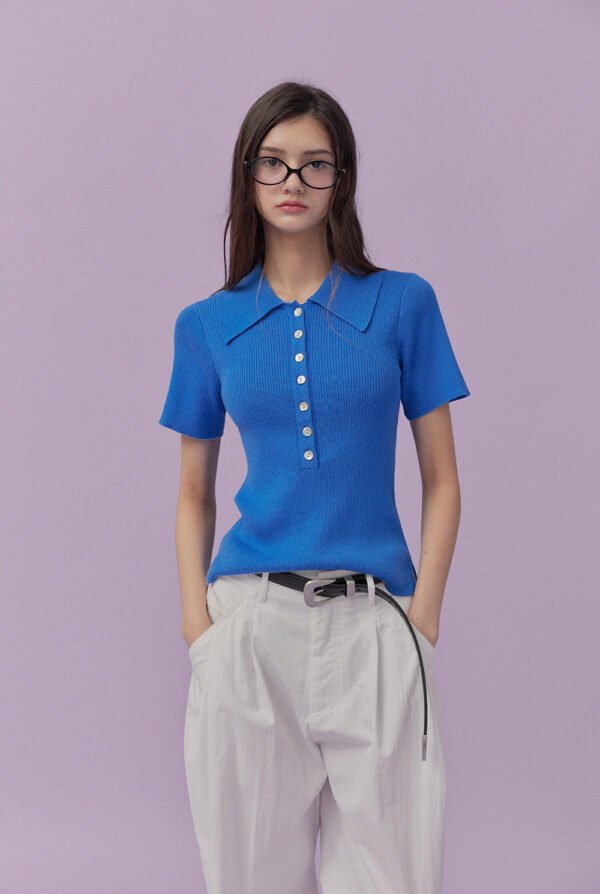 [TWEE] Etin button collar short-sleeve knit - Image 2