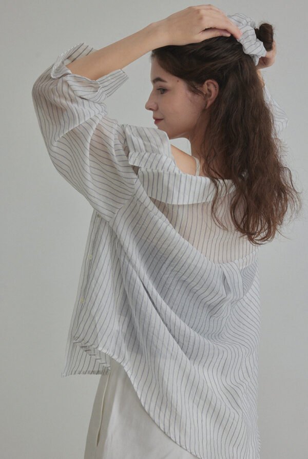 [TWEE] Benrit Oversized Stripe Shirt (with Scrunchie Set) - Image 3