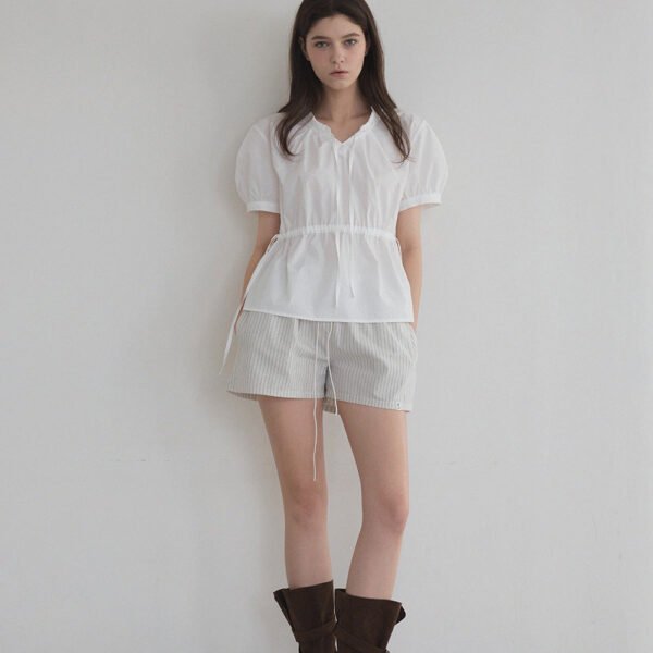 [TWEE] Cuzz Frill Strap Short Sleeve Blouse