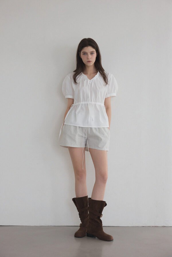 [TWEE] Cuzz Frill Strap Short Sleeve Blouse