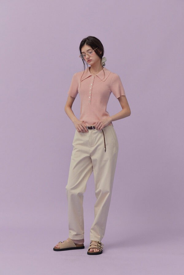 [TWEE] Etin button collar short-sleeve knit - Image 3