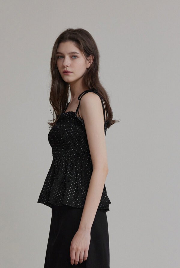 [TWEE] Rondini Dot Smocked Waist Blouse - Image 5