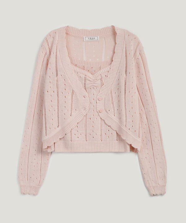 [TWEE] Zden Scatch Punching Knit Tank Cardigan Set - Image 9