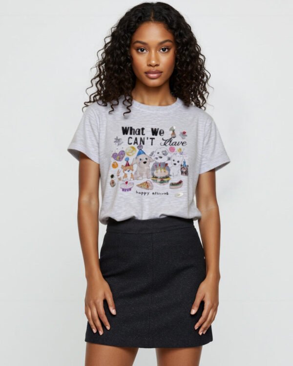 [DFRAME] Puppy Food Printed White Women's Short Sleeve Tee