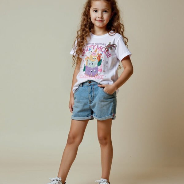 [DFRAME] 3-tier cloud cake "UNITY MODE" character children's short-sleeved T-shirt