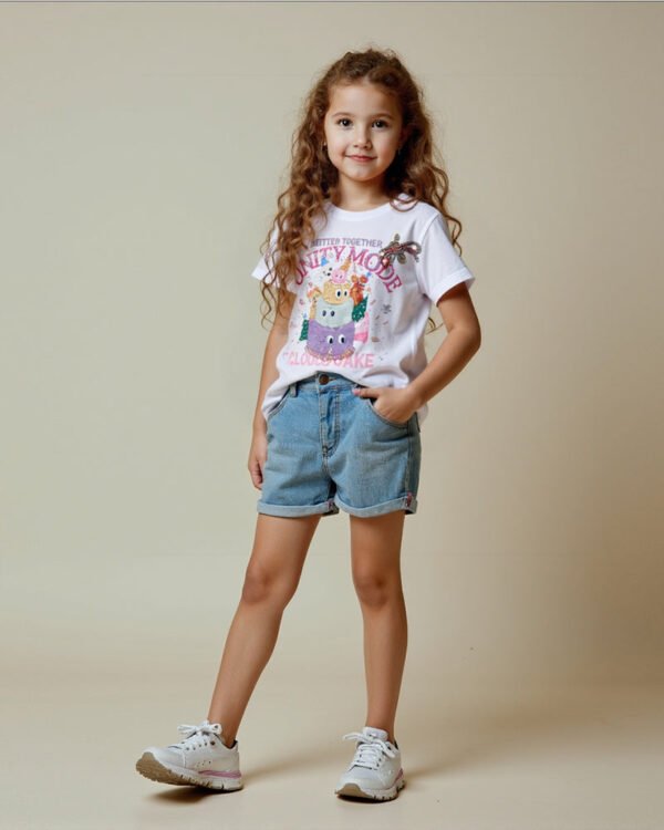 [DFRAME] 3-tier cloud cake "UNITY MODE" character children's short-sleeved T-shirt
