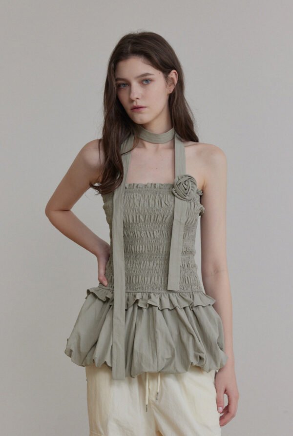 [TWEE] Ridin Pumpkin Smocked Banding Blouse (Strap Set) - Image 3