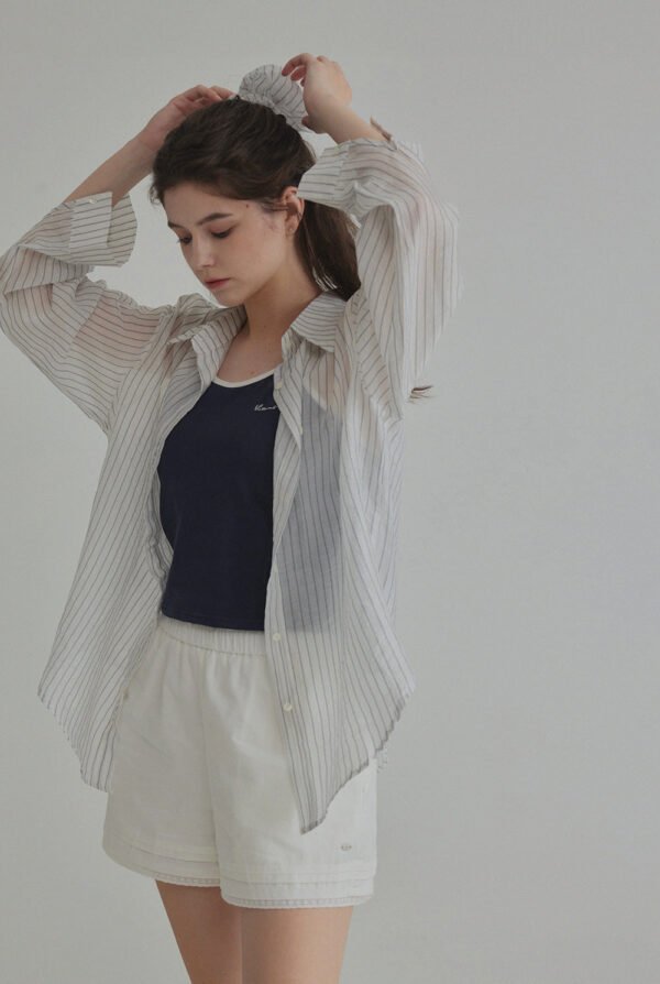 [TWEE] Benrit Oversized Stripe Shirt (with Scrunchie Set) - Image 2