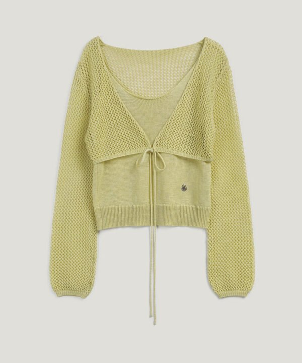 [TWEE] Louver Punching Knit Tank Cardigan Set - Image 9