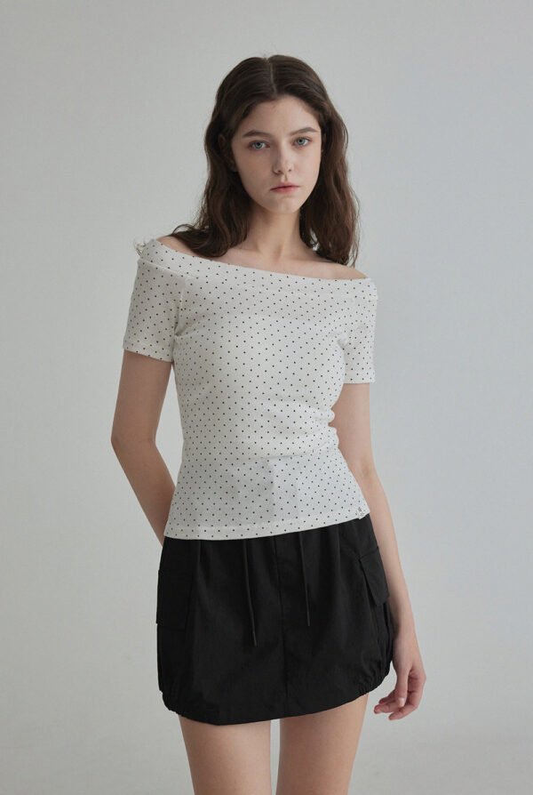 [TWEE] Beldin Dot Off-Shoulder T-Shirt - Image 3