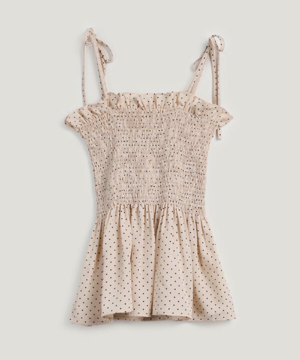 [TWEE] Rondini Dot Smocked Waist Blouse - Image 7
