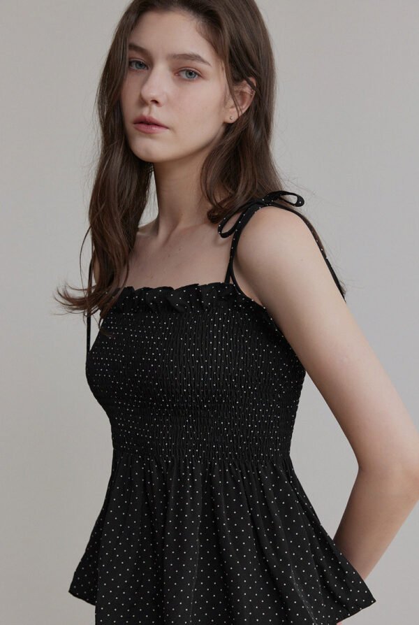 [TWEE] Rondini Dot Smocked Waist Blouse - Image 3