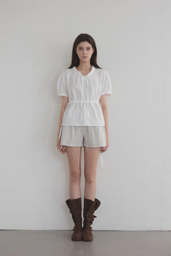 [TWEE] Cuzz Frill Strap Short Sleeve Blouse - Image 4