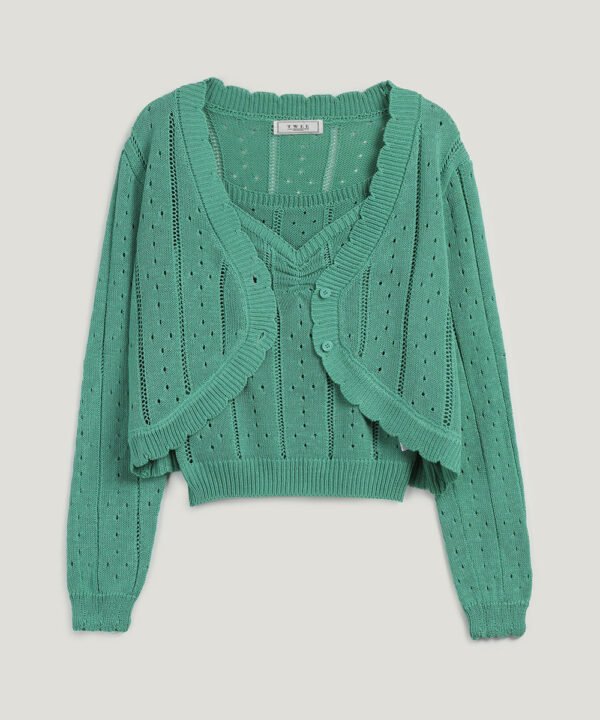 [TWEE] Zden Scatch Punching Knit Tank Cardigan Set - Image 8