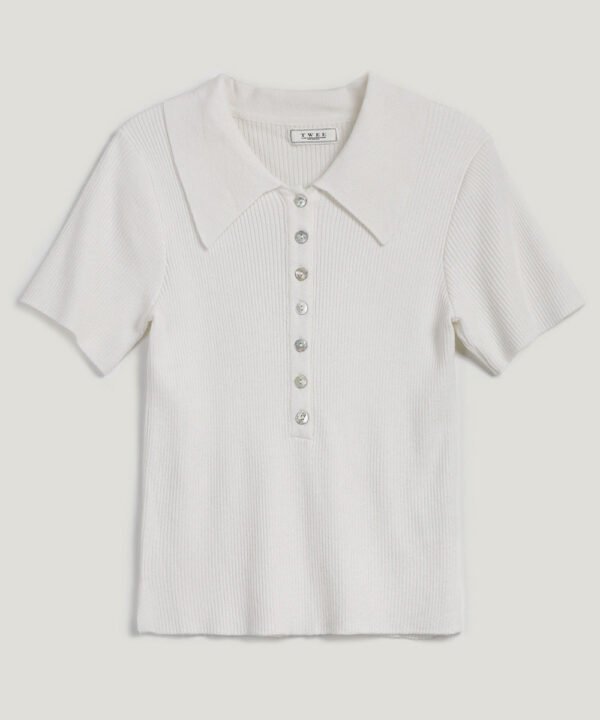 [TWEE] Etin button collar short-sleeve knit - Image 9