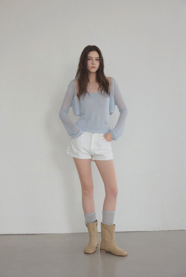 [TWEE] Louver Punching Knit Tank Cardigan Set - Image 2
