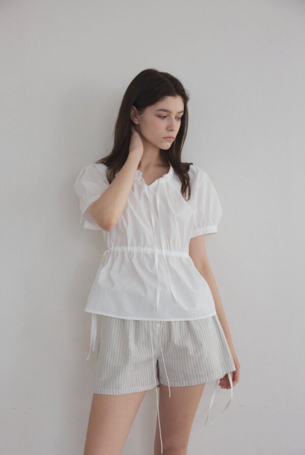 [TWEE] Cuzz Frill Strap Short Sleeve Blouse - Image 3